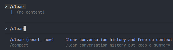 Clearing context with /clear