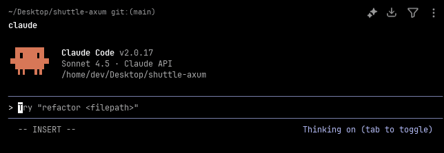 Claude Code interface showing the terminal with Claude Code