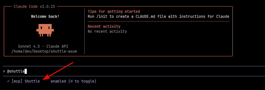Toggle MCP servers with @ mention