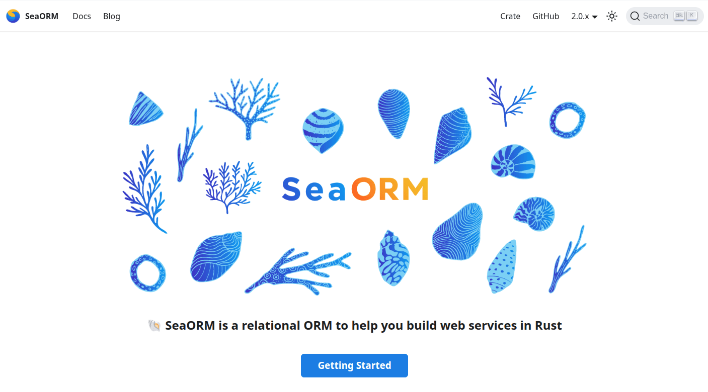 SeaORM website homepage