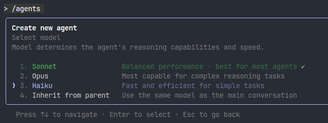 Selecting Haiku as the model